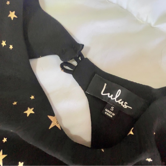 Lulu's Black & Rose Gold Extra Celestial Star Print Shift Dress - Picture 5 of 6